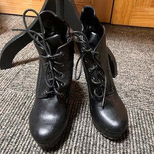 Black Lace-Up Ankle Boots